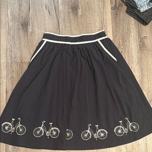 Black Bicycle Print Skirt